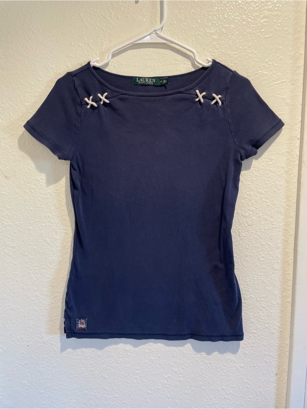 ⚓ Lauren Ralph Lauren Nautical Rope Boatneck Tee Blue S